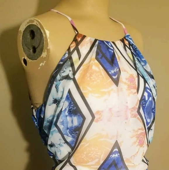 Lily Rose Halter Style Abstract Maxi Dress Sz Sm - Picture 6 of 6